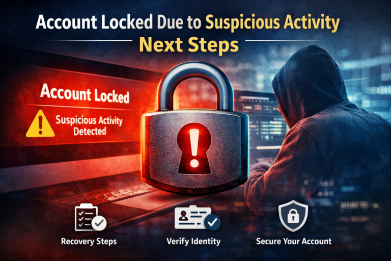 If your account is **locked due to suspicious activity**, the platform detected a security risk such as an unusual login, a new device, repeated failed attempts, or automated behavior. In most cases, the lock is **temporary** and is removed after you complete password reset or identity verification.
