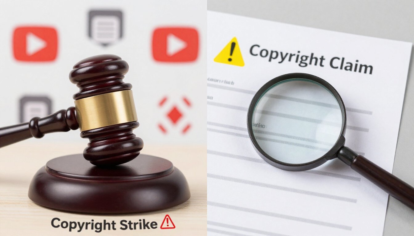 YouTube Copyright Strike vs Copyright Claim Difference